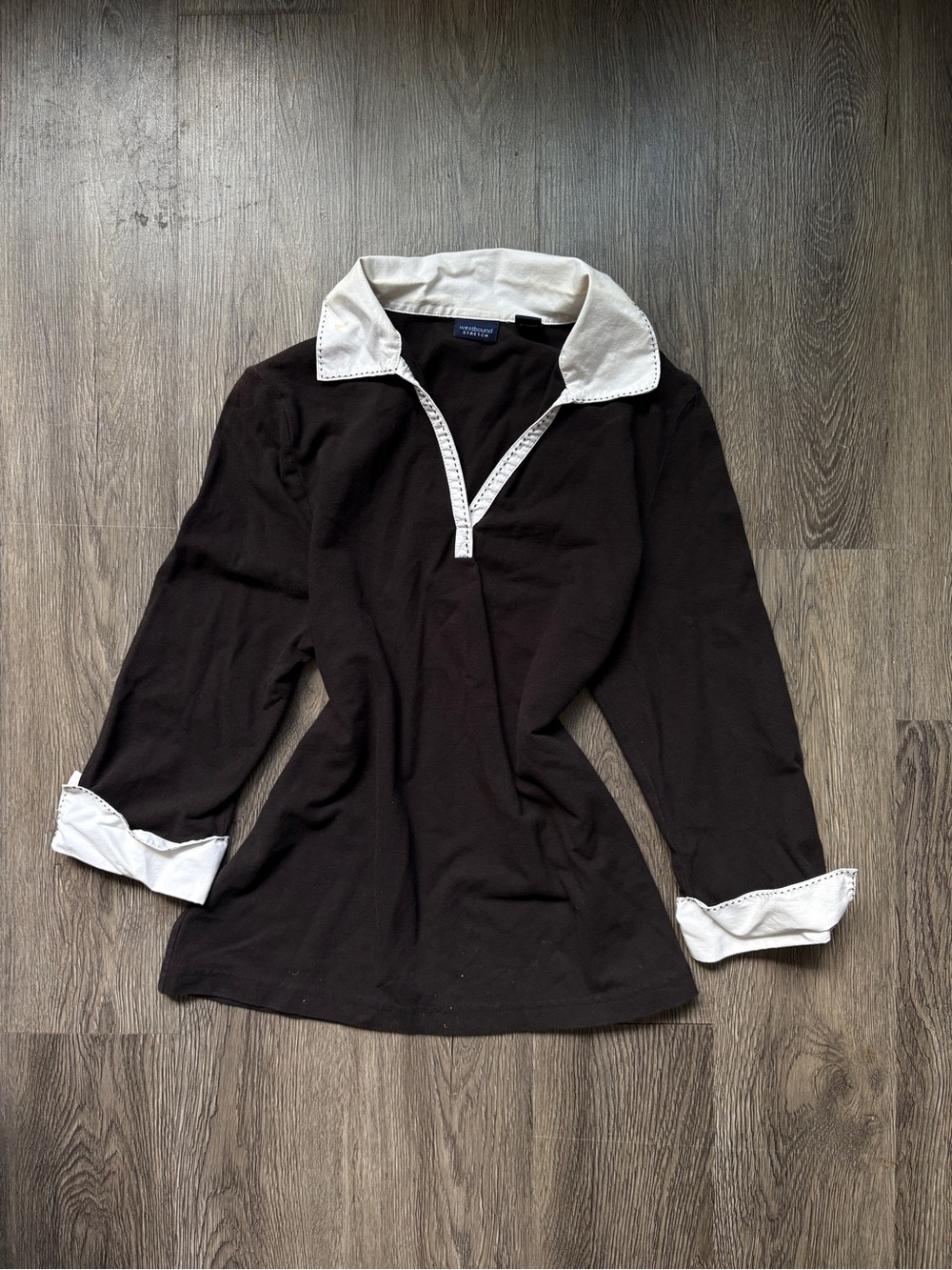 Vintage 90s Black & White Button Up Shirt | Office Siren